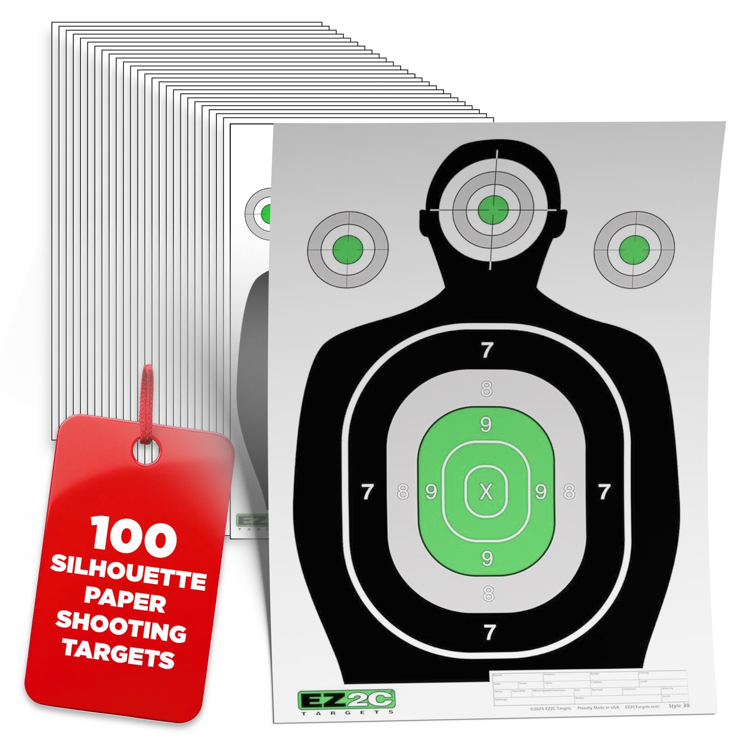 EZ2C RD11 Silhouette 12"x18" Paper Shooting Target Made in USA