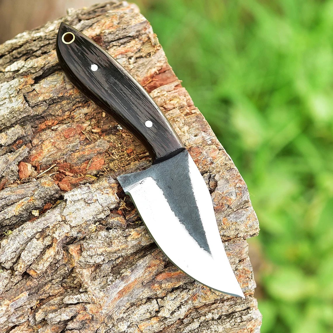"Custom Handmade 1095 Forged Steel Skinning Knife | Wenge Wood Handle | 7 Inches | Leather Sheath | KBS Knives Store"