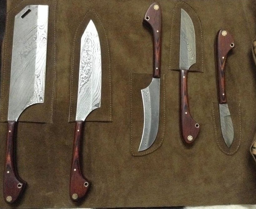 Custom handmade kitchen/outdoor knives set