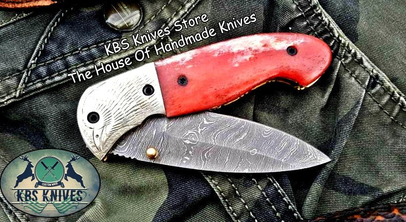 Custom Handmade Damascus Steel Folding Pocket Knife