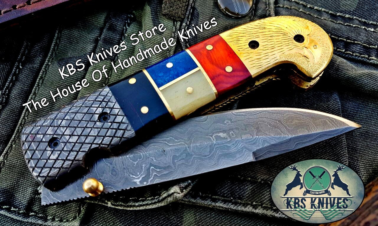 Custom Handmade Damascus Blade Folding Pocket Knife