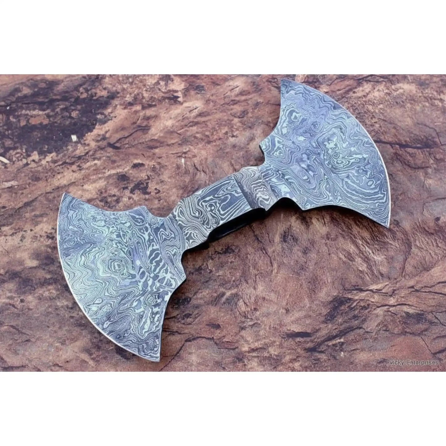 9 Inch Wide Double Bit Damascus Axe Head