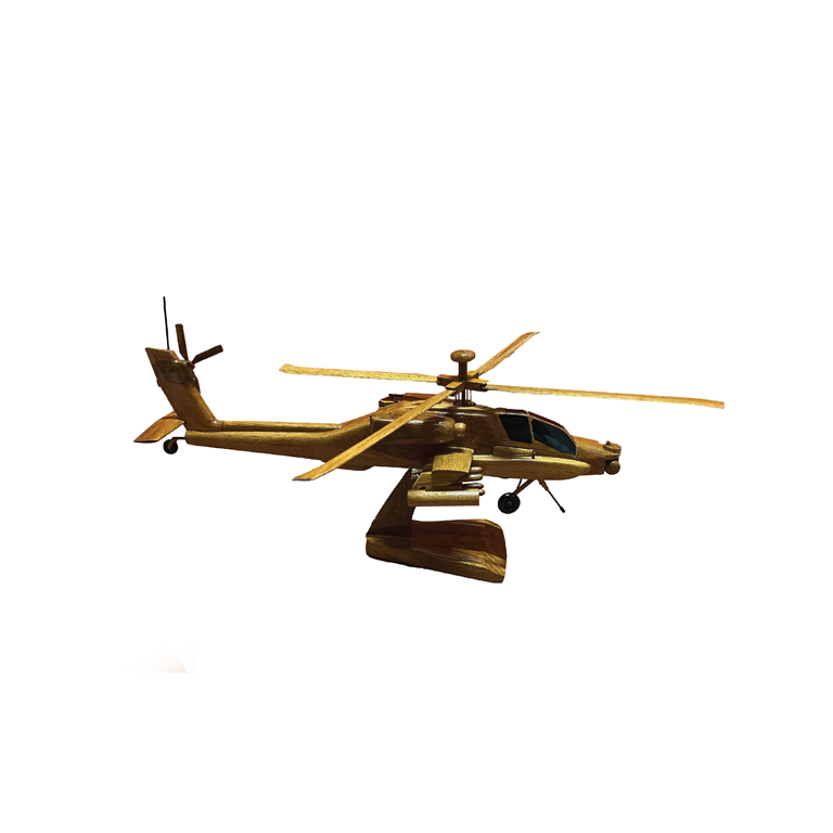 AH-64 ( AH64 ) Apache Mahogany Wood Desktop Helicopter Model