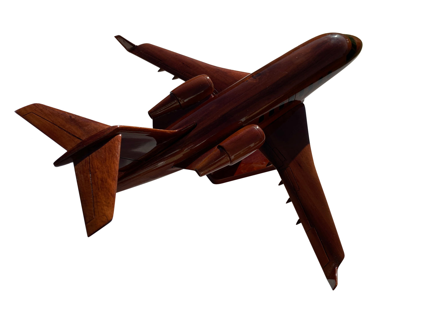 Bombardier Challenger 604 Mahogany Wood Desktop Airplane Model
