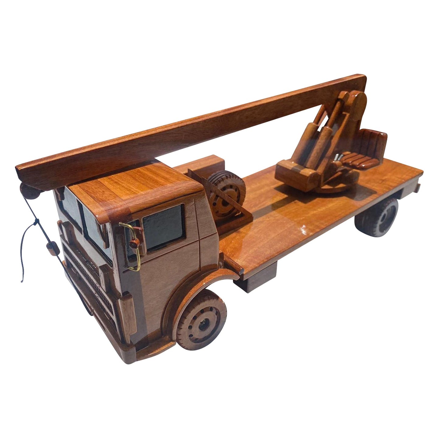 Mack MB400 Crane 1978 Mahogany Wood Desktop Truck combo Model
