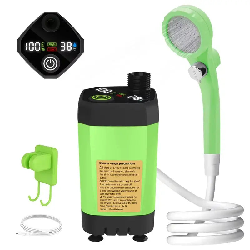 Portable Camping Shower Pump w/ Digital Display | 6000mAh