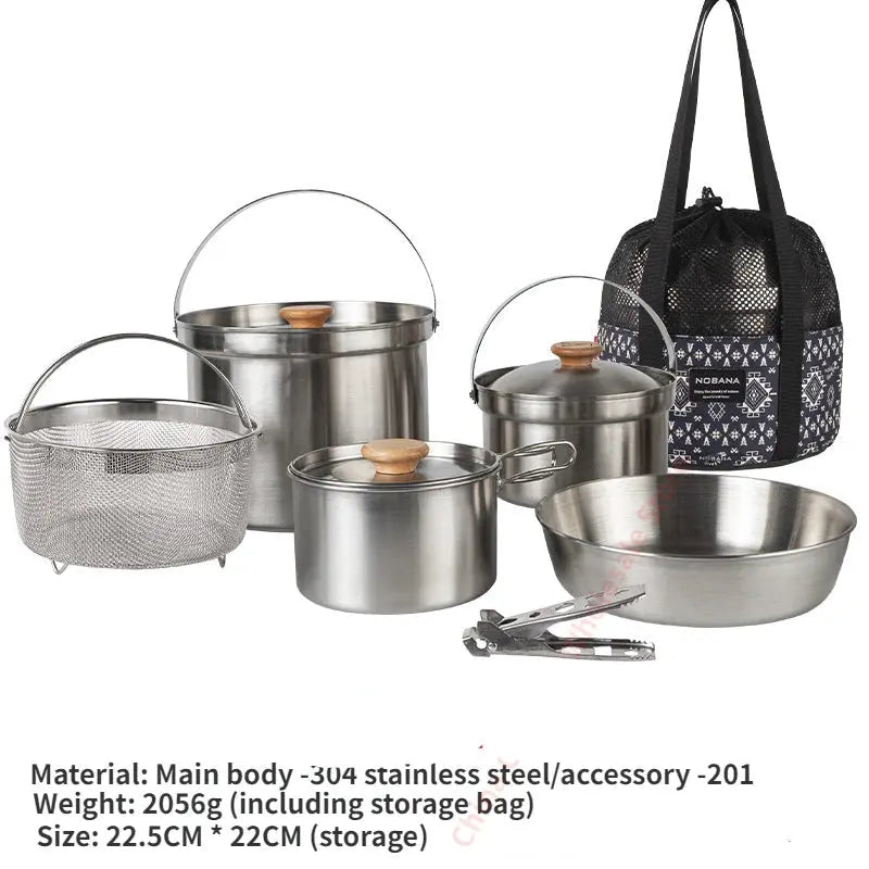 Outdoor Stainless Steel Pot Set for Camping, Picnic,Household