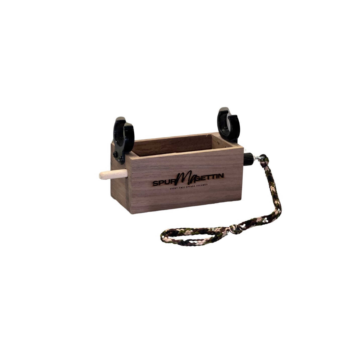 Gun Mount Push Button Box Call in Black Walnut Wood