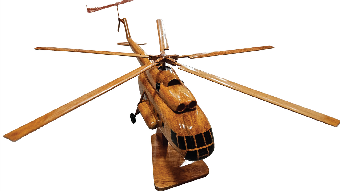 MI-17 ( MI17 ) Mahogany Wood Desktop Helicopter Model