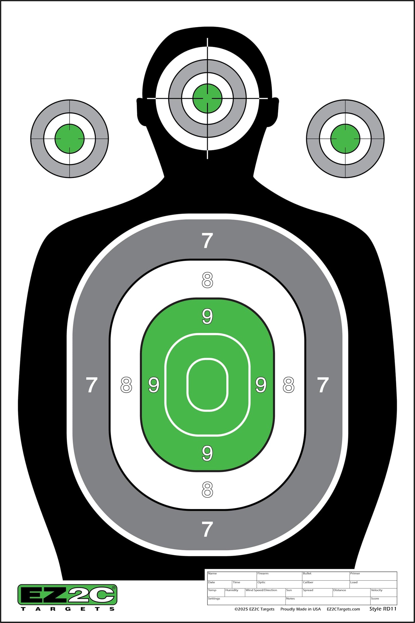 50 EZ2C RD11 12"x18" Silhouette Shooting Target, Premium Paper Targets Pad of 50