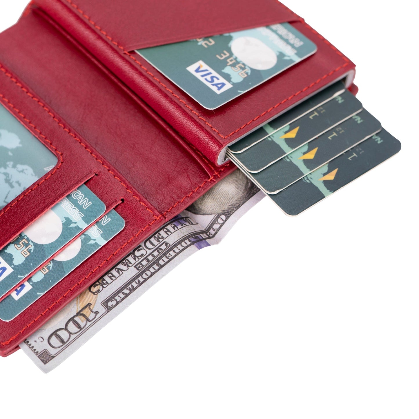 Douglas Genuine Leather Pop-Up Wallet with AirTag Slot - RFID Blocking Cardholder