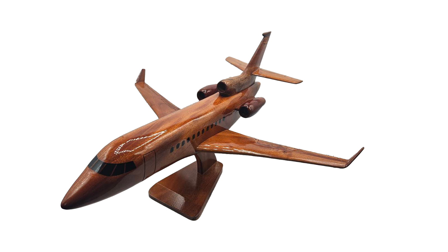 Falcon 7X Mahogany Wood Desktop Airplane Model