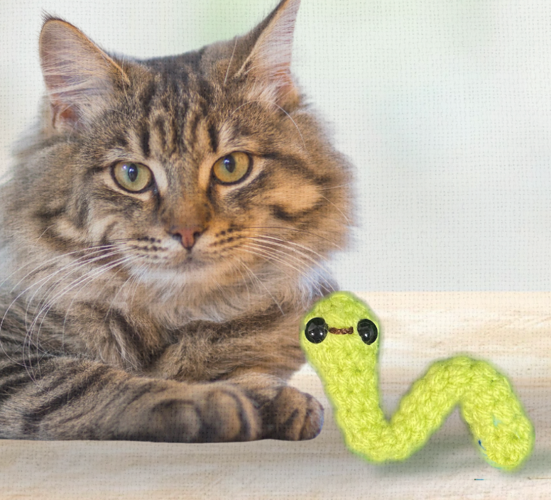 Handmade Catnip Toy | Noodle the Inchworm Chunkle Puff Infused with Miracle Nip Botanicals