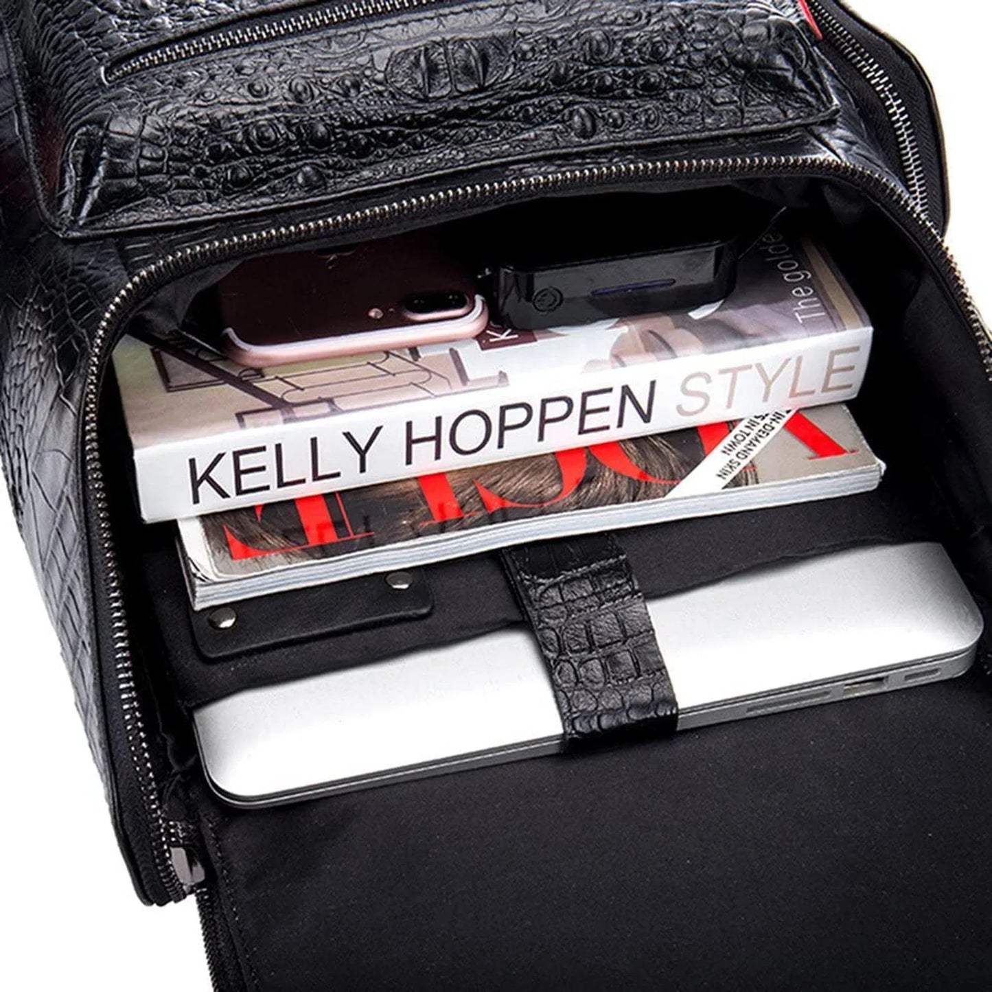 Luxurious Leather Croc Design Backpack – Timeless & Sophisticated