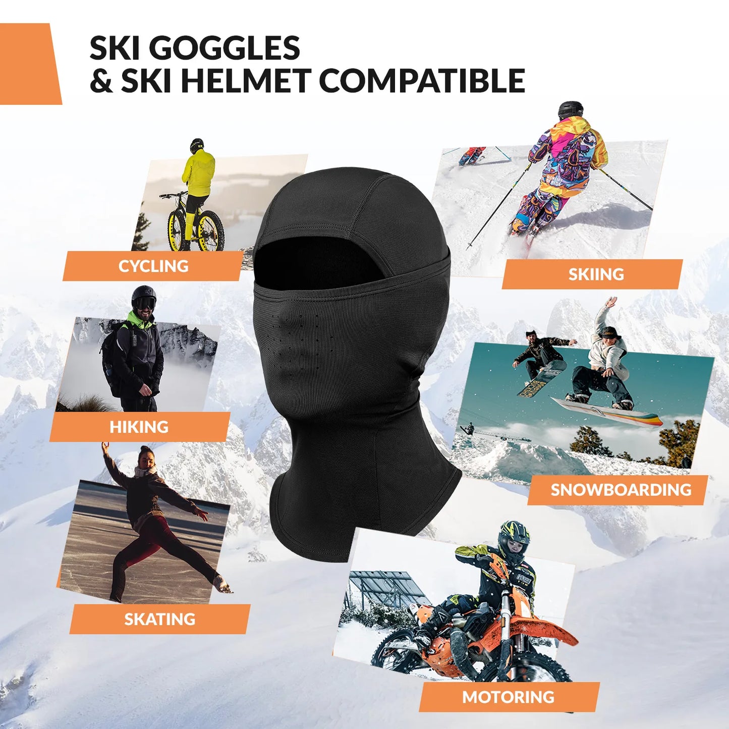 Lycra Ski Headgear with Thermal Mask for Cold-Weather Sports