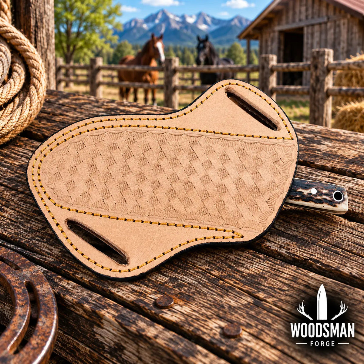 Stagmere Rasp Steel Skinner Knife – Stag Horn Handle & Leather Sheath