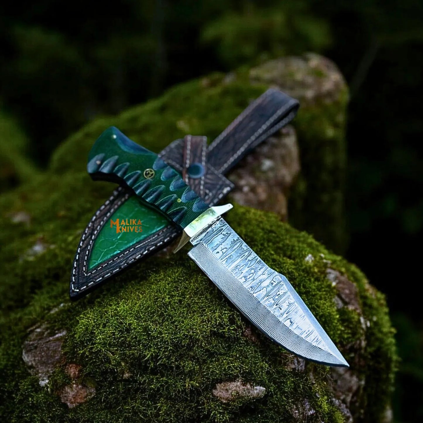 Handmade hunting Bowie Knife- SS Damascus Steel-G10 handle Full Tang build-0359