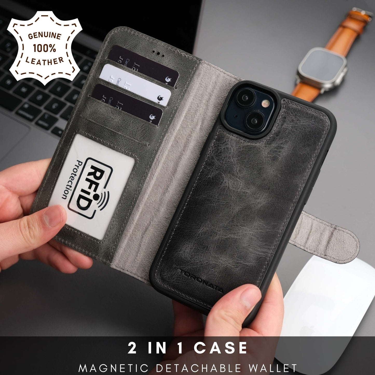 Casper Leather iPhone 14 Plus Wallet Case | MagSafe