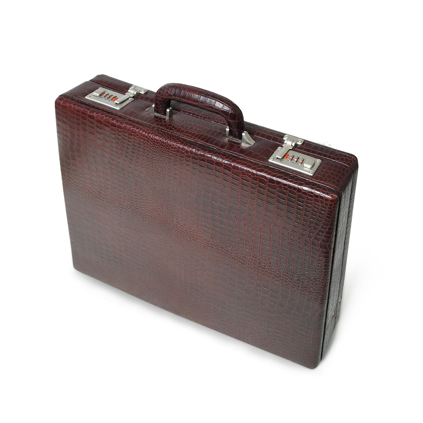 Executive Croco Leather Briefcase/Suitcase- Brown