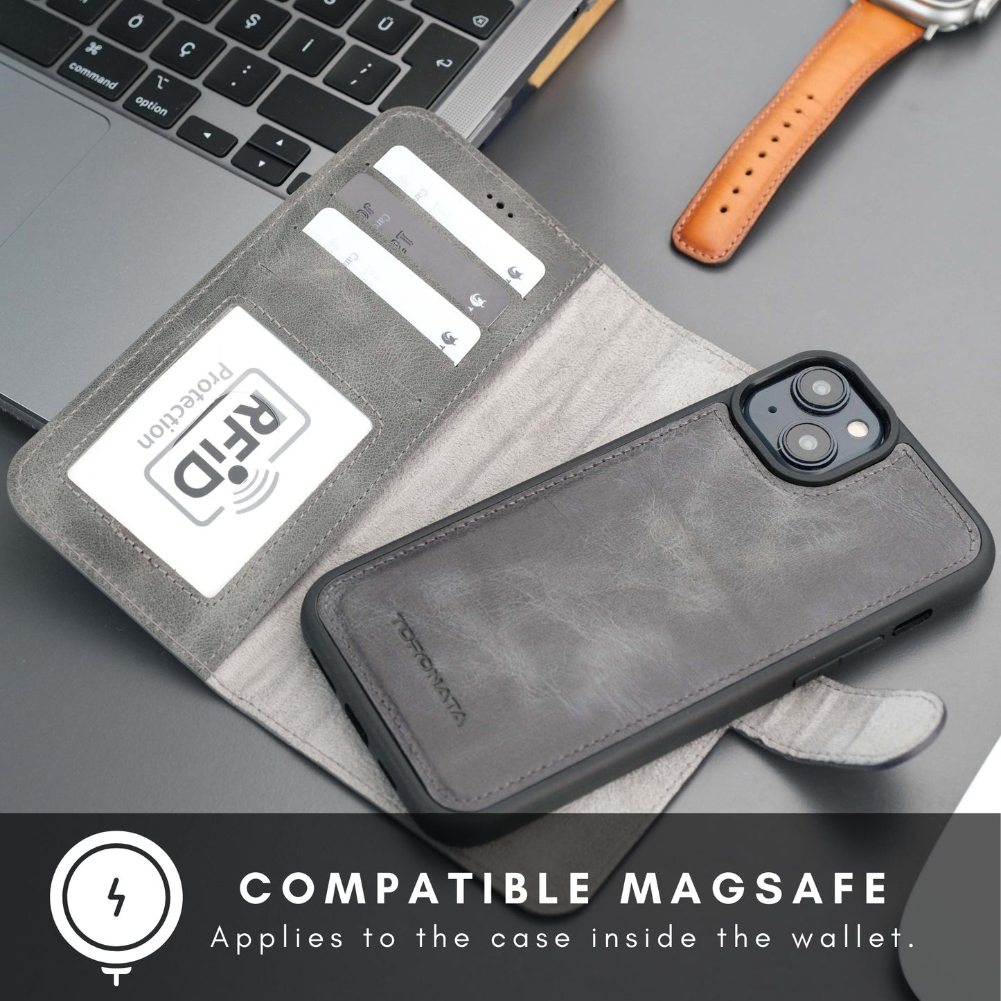 Casper Leather iPhone 14 Plus Wallet Case | MagSafe