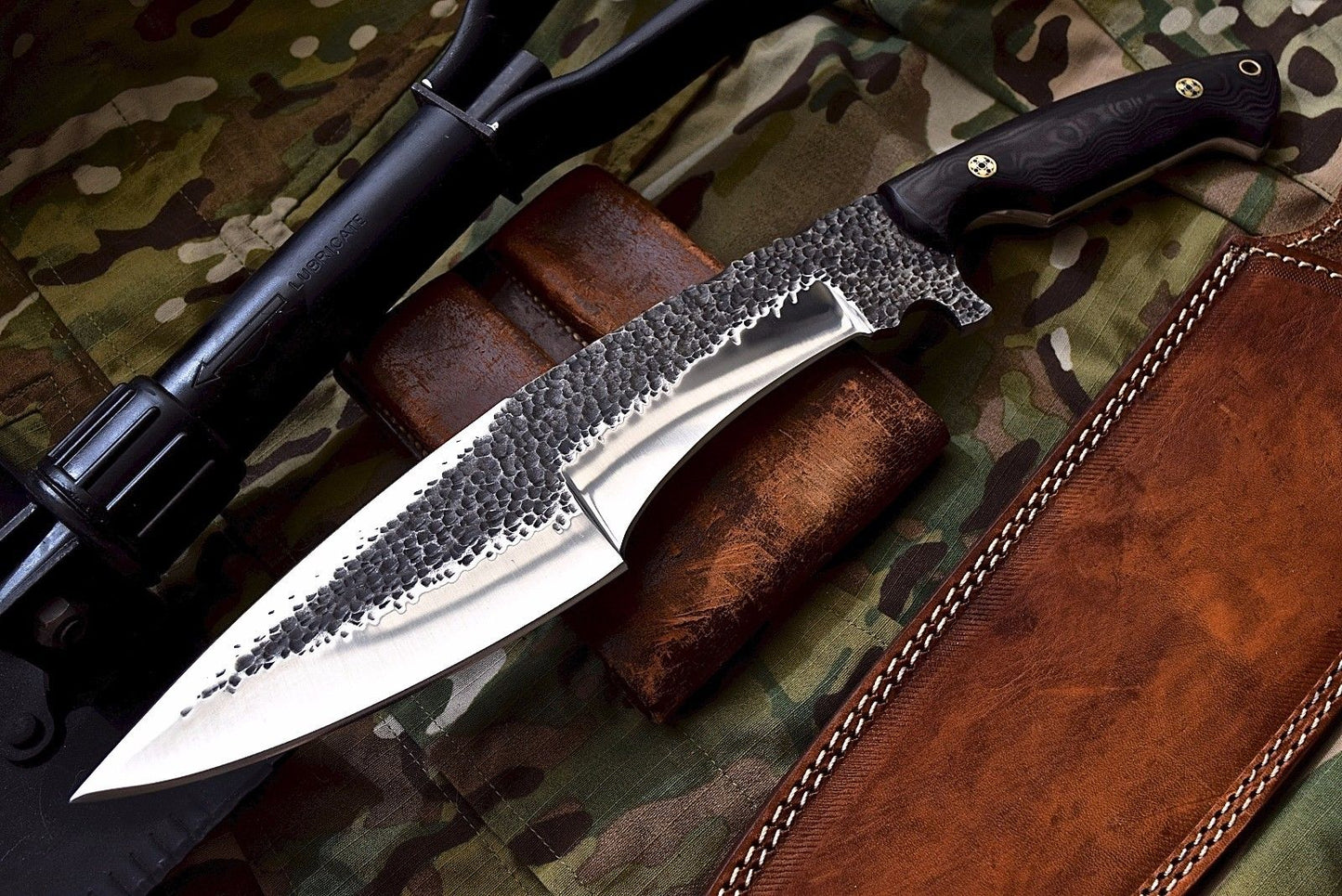 Custom Handmade Hunters Knife with Leather Sheath