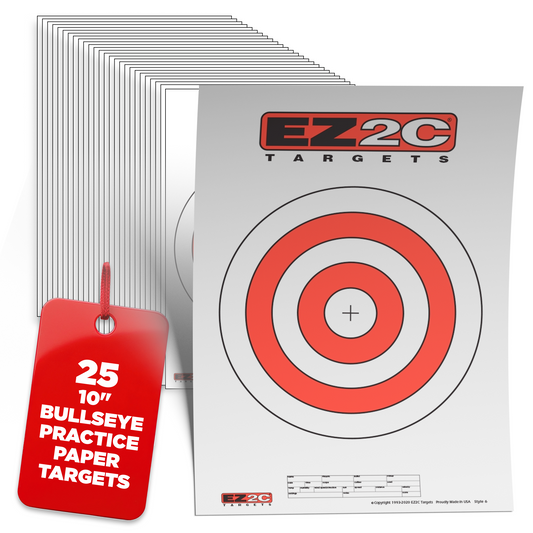 EZ2C Targets #6: 10" Bullseye Paper Shooting Target 11"x17" USA MADE