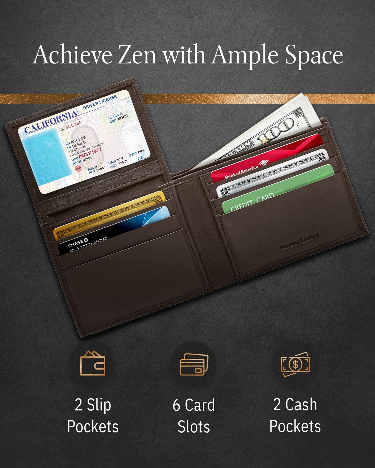 Bifold Wallet With Flip-Up ID Window