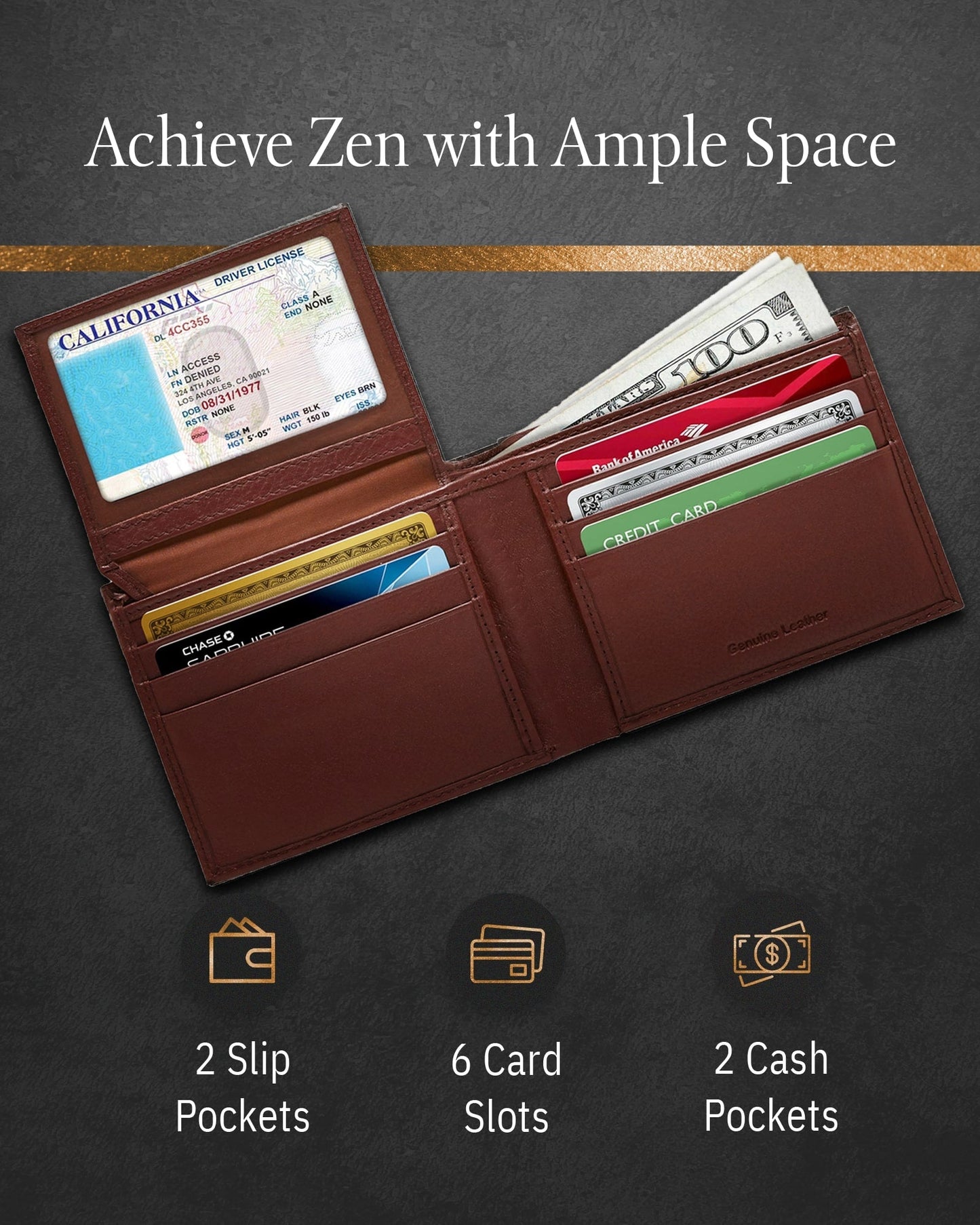 Bifold Wallet With Flip-Up ID Window