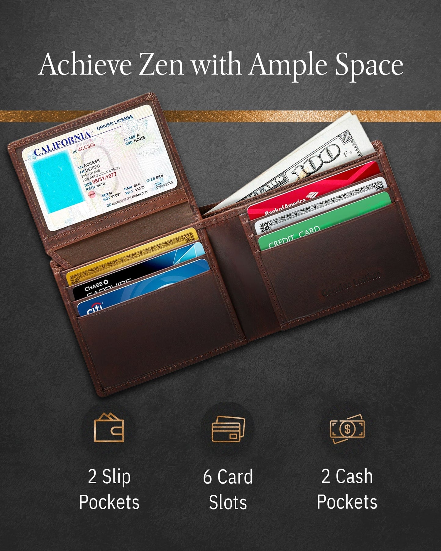 Bifold Wallet With Flip-Up ID Window