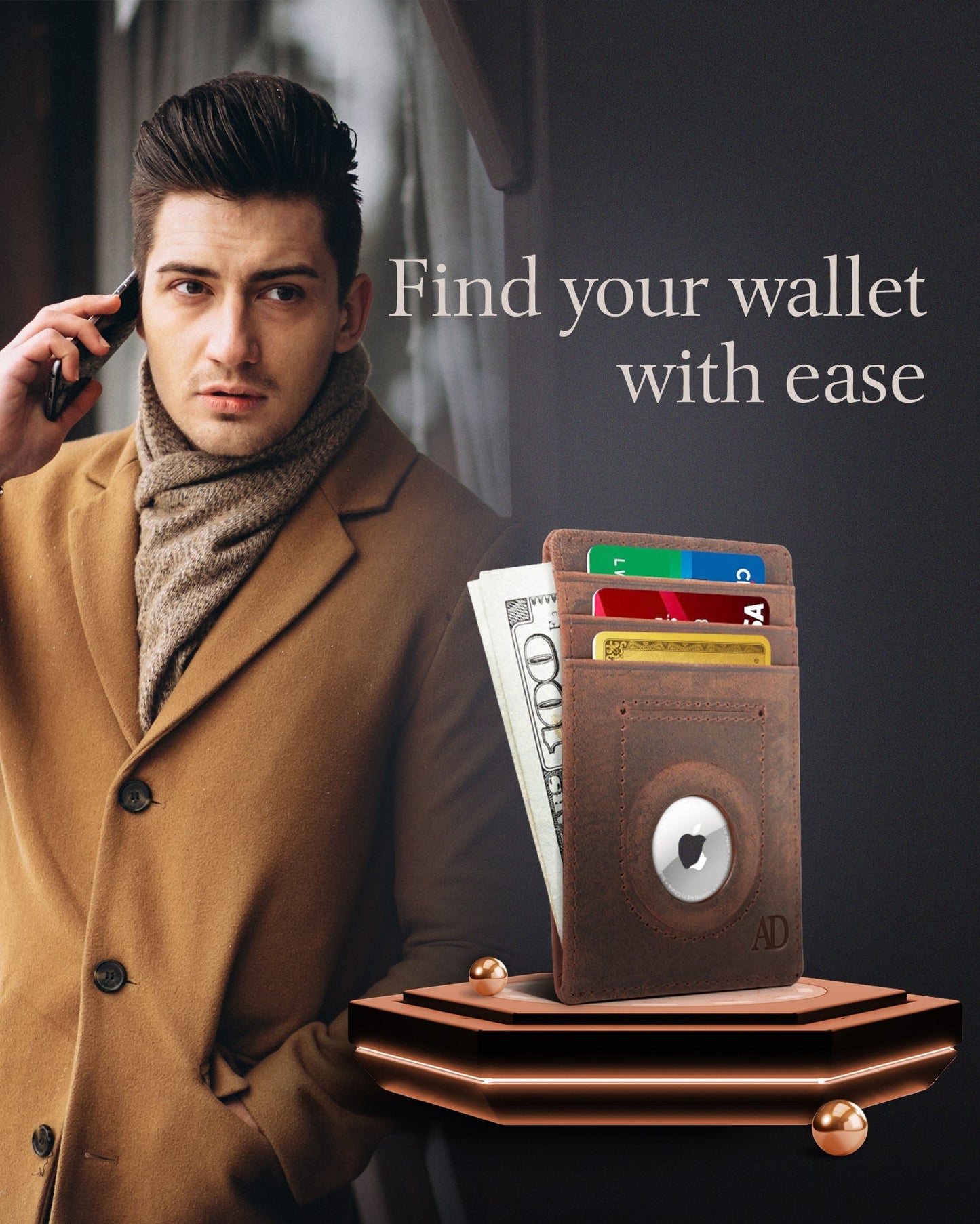 Slim Card Holder With Air Tag Holder