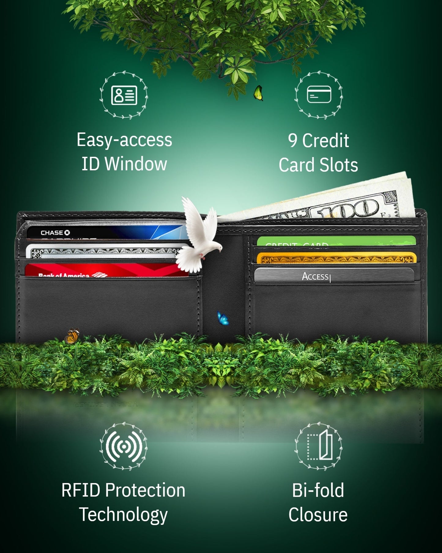 Vegan Leather Bifold Wallet