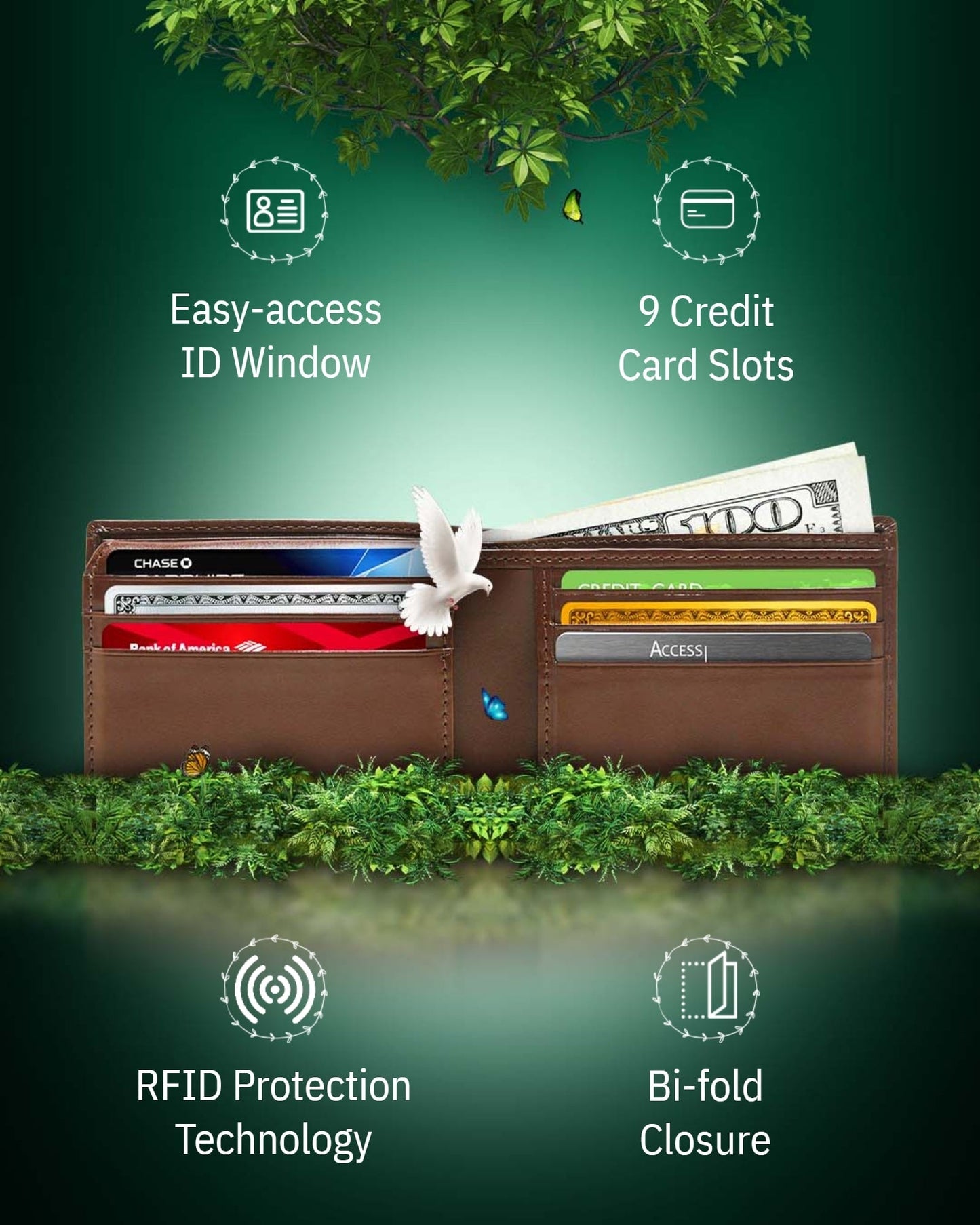 Vegan Leather Bifold Wallet