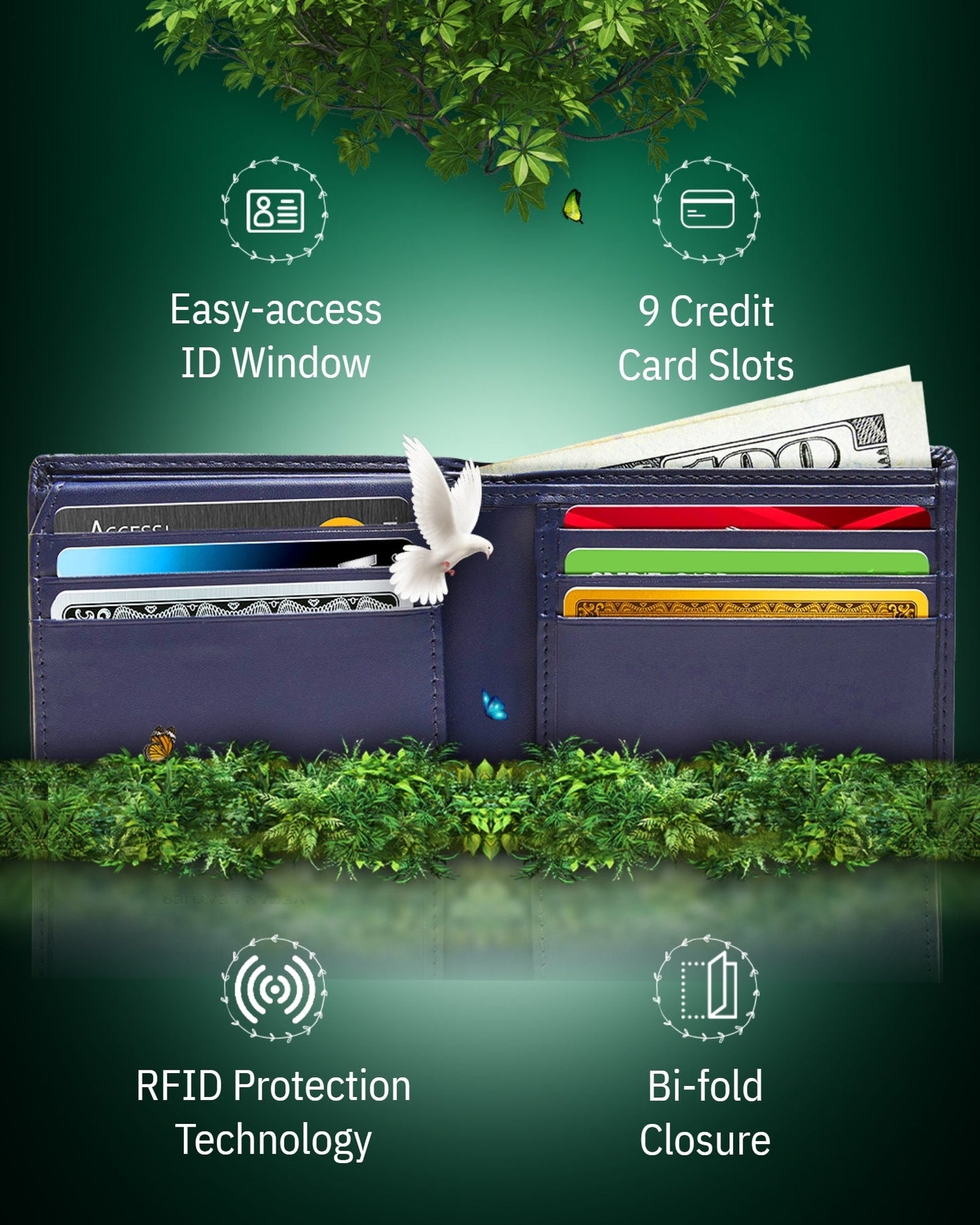 Vegan Leather Bifold Wallet