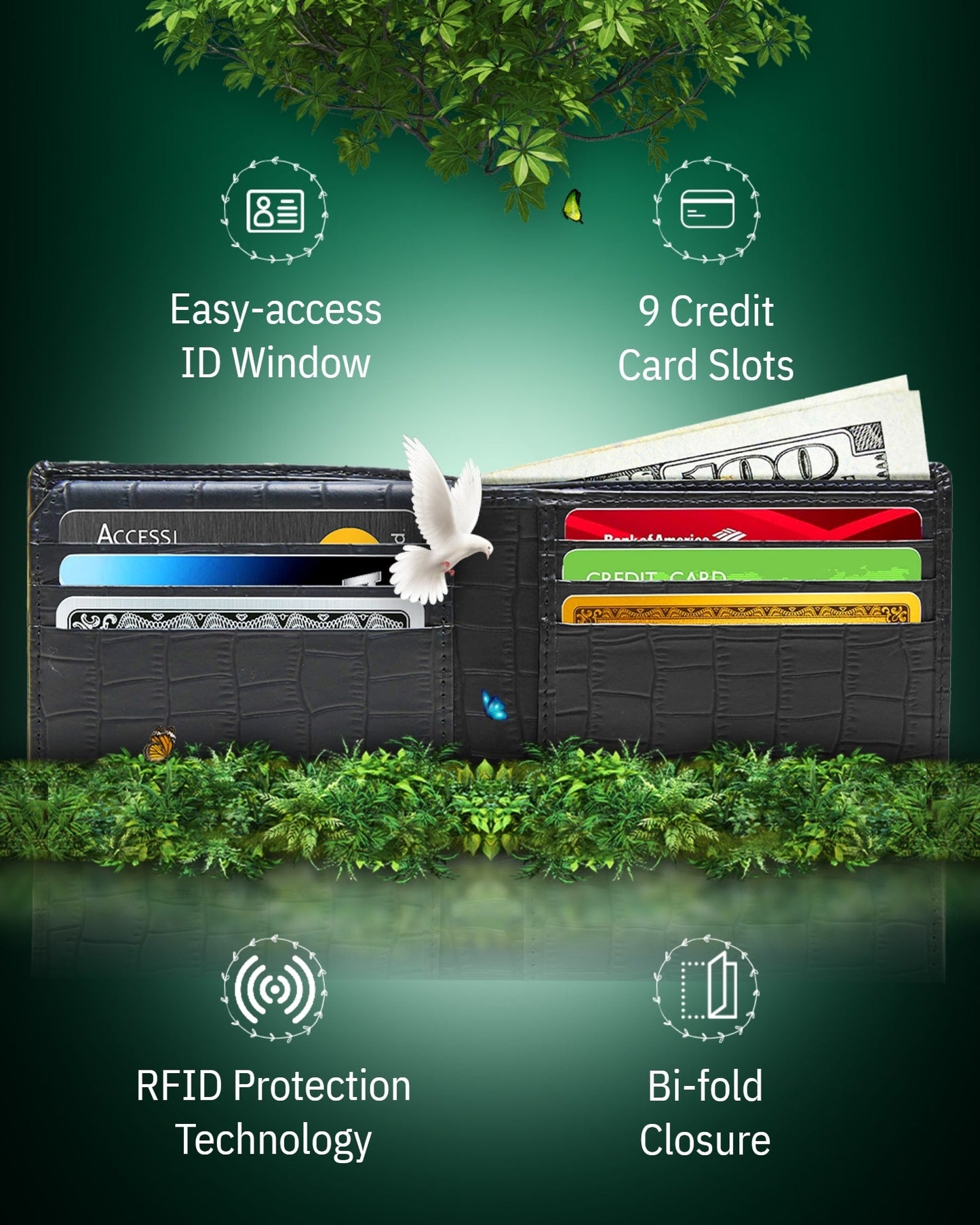 Vegan Leather Bifold Wallet