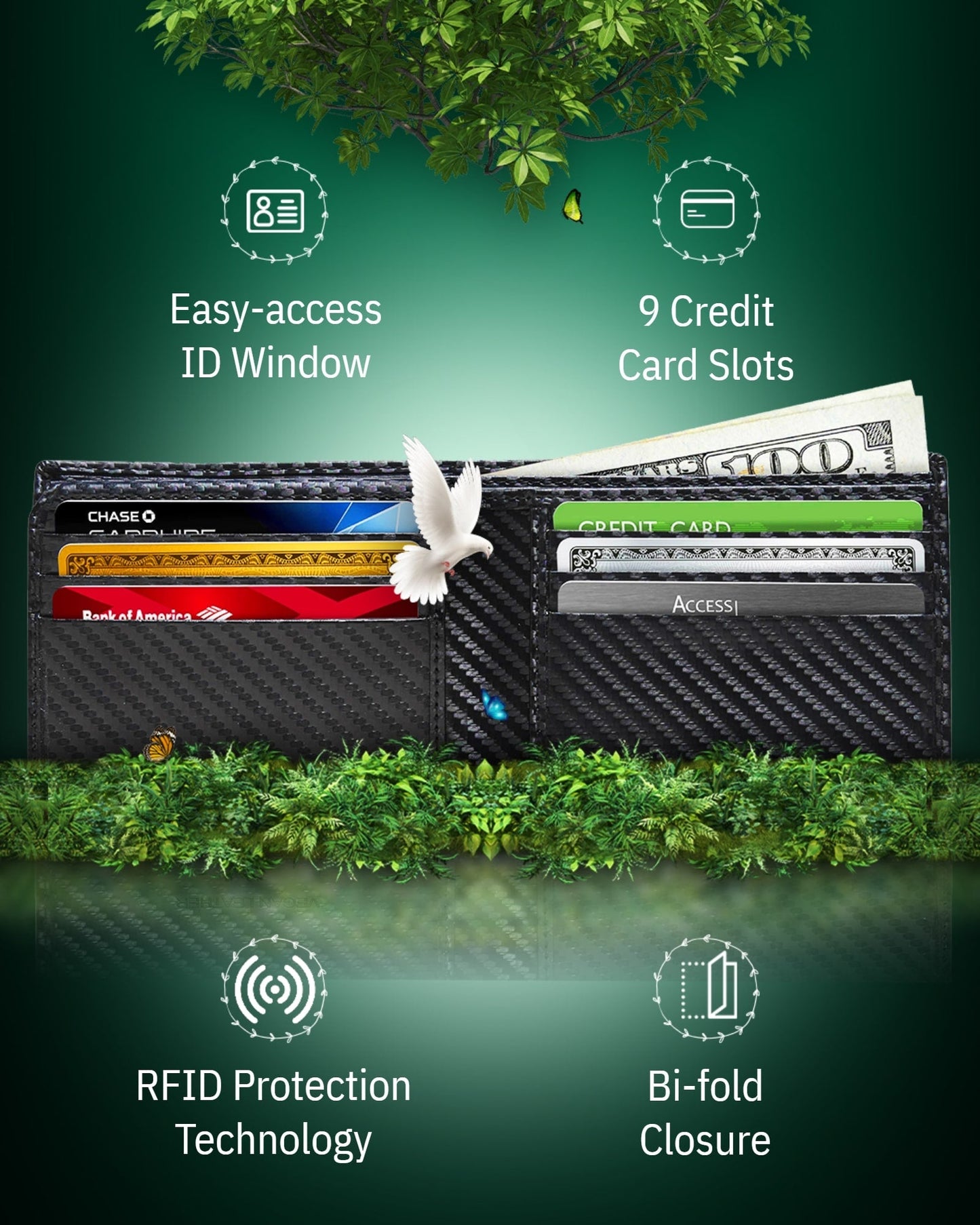 Vegan Leather Bifold Wallet