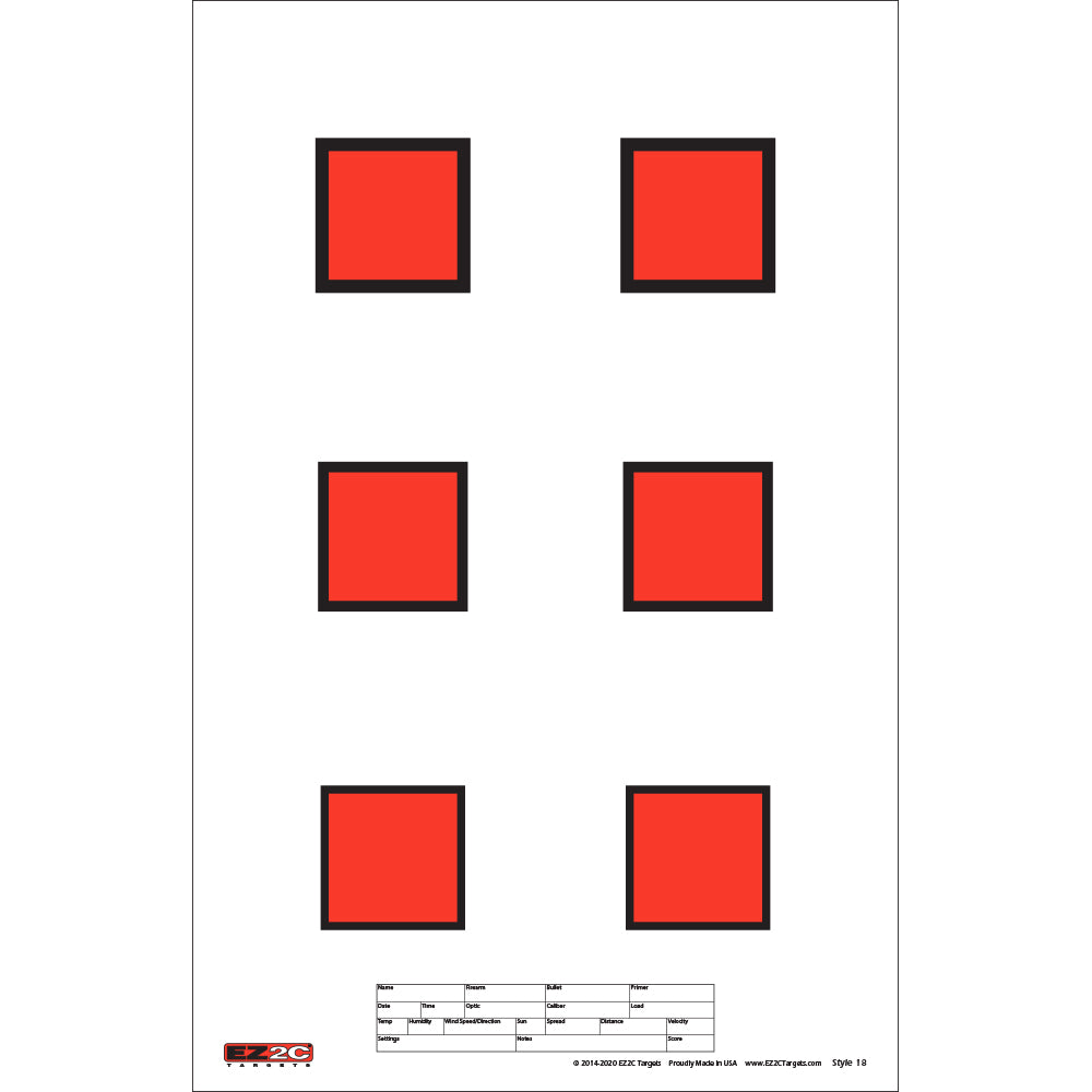 Target Paper Square Design 25 EZ2C Targets #18: Six 2” Squares Paper Shooting Targets Tear=Off Pa ...