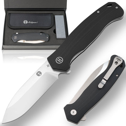 The Wild Trail Folding Pocket Knife Giftset for Men and Women (Silver and Black)