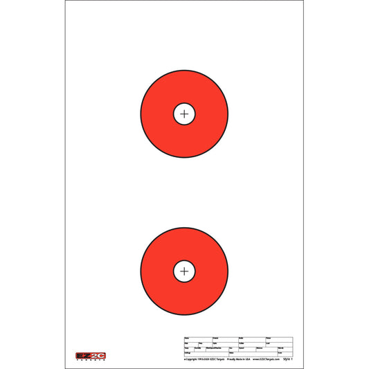 EZ2C Targets Style 1: Paper Shooting Targets 11”x17” USA MADE