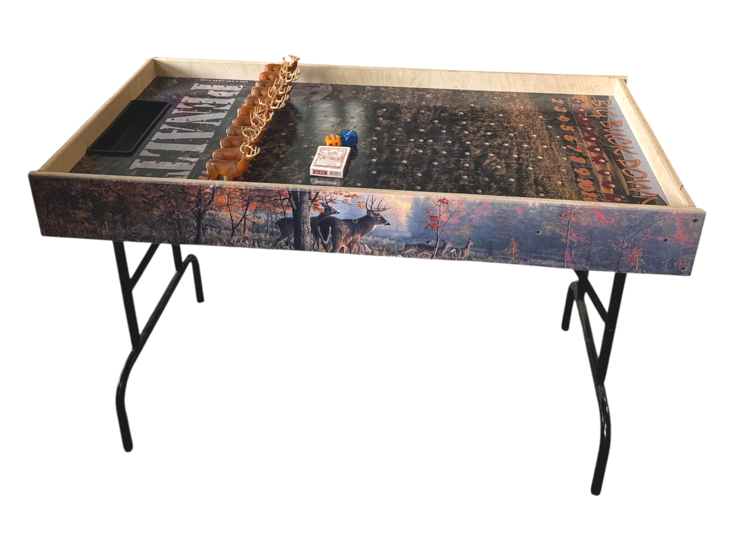 Big Buck Downs-  Jumbo Horse Game with Integrated Chip Pot Big Buck Derby Themed/ Hunting Themed Games/ Deer Themed Horse Racing/ Large Party Games/ Camping