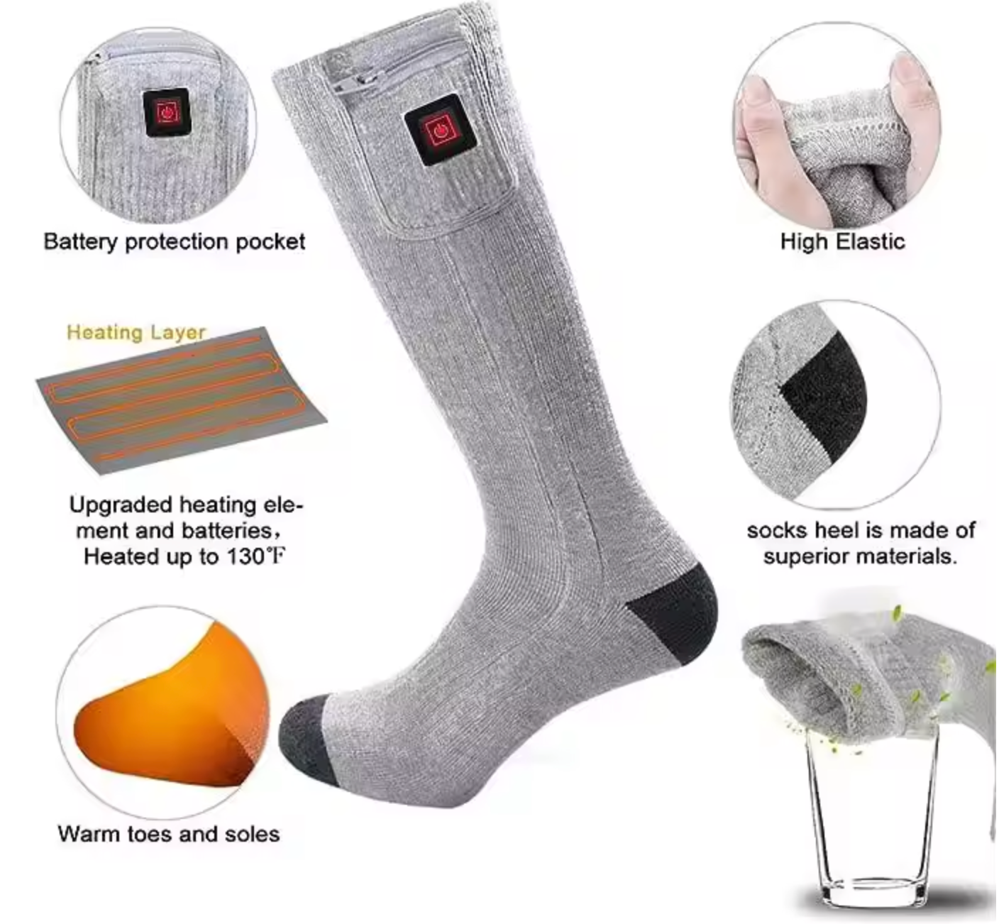 LITEGUEST Heated Leg Warmers – USB Electric Socks for Winter Outdoors
