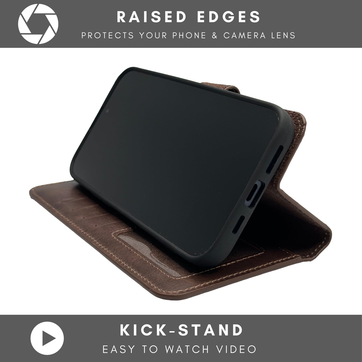 Vegas Premium Leather iPhone 15 Wallet Case with MagSafe | Detachable RFID Blocking Luxury Wallet