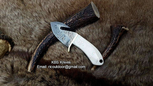 Mini Guthook Knife - Damascus Steel & Rosewood Handle