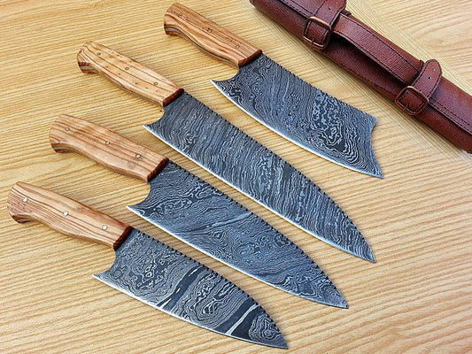 Damascucs steel kitchen knives set