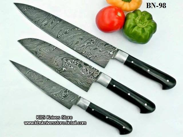 Custom Handmade Damascus Steel Kitchen Knives Set