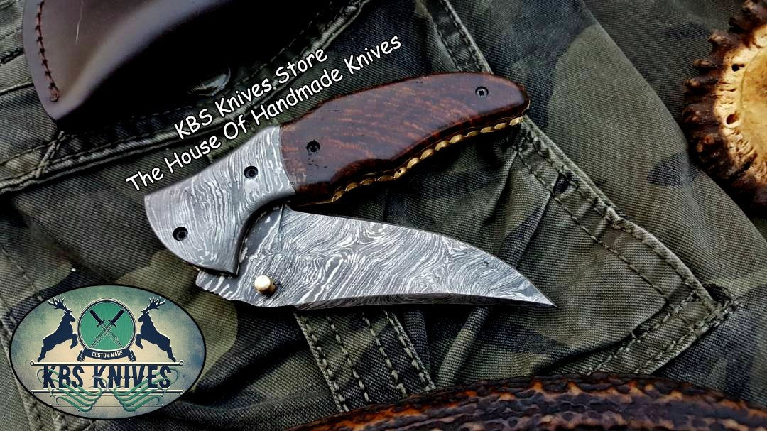 Custom Handmade Damascus Steel Folding Pocket Knife