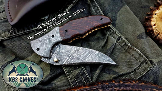 Custom Handmade Damascus Steel Folding Pocket Knife