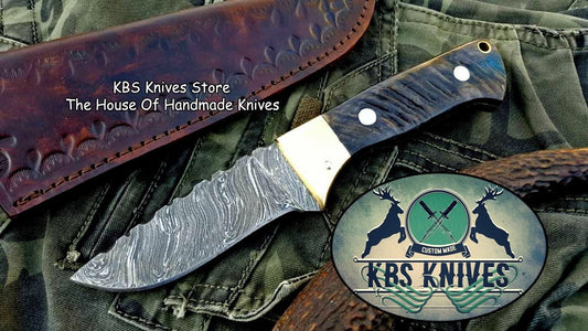 Custom Handmade Twist Damascus Steel Skinner Knife