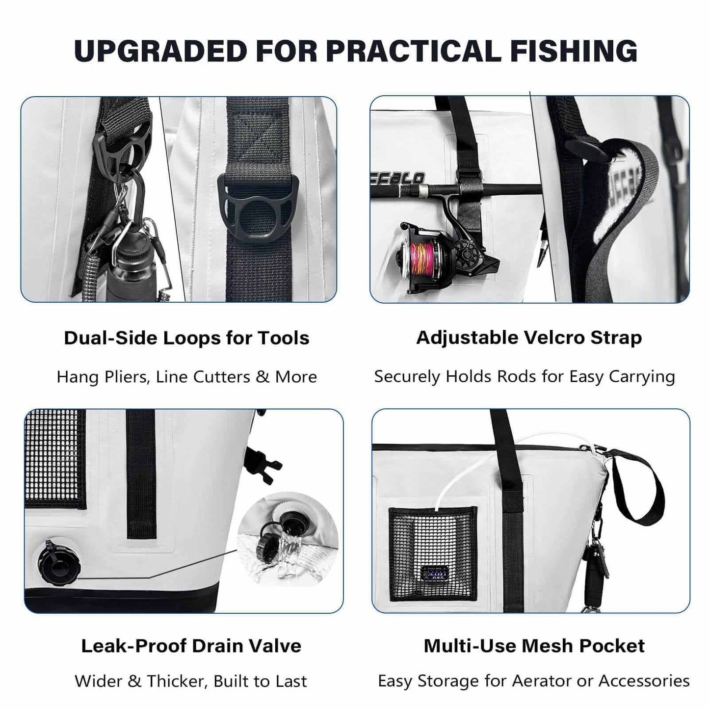 37QT Fish Cooler Bag With Fishing Rod Holder