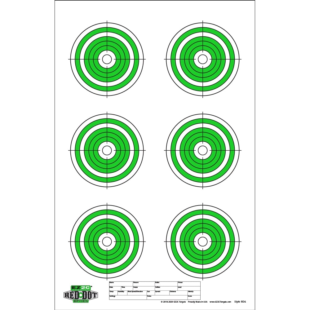 EZ2C Targets RD6: Six 4” Bullseyes Paper Shooting Target 11
