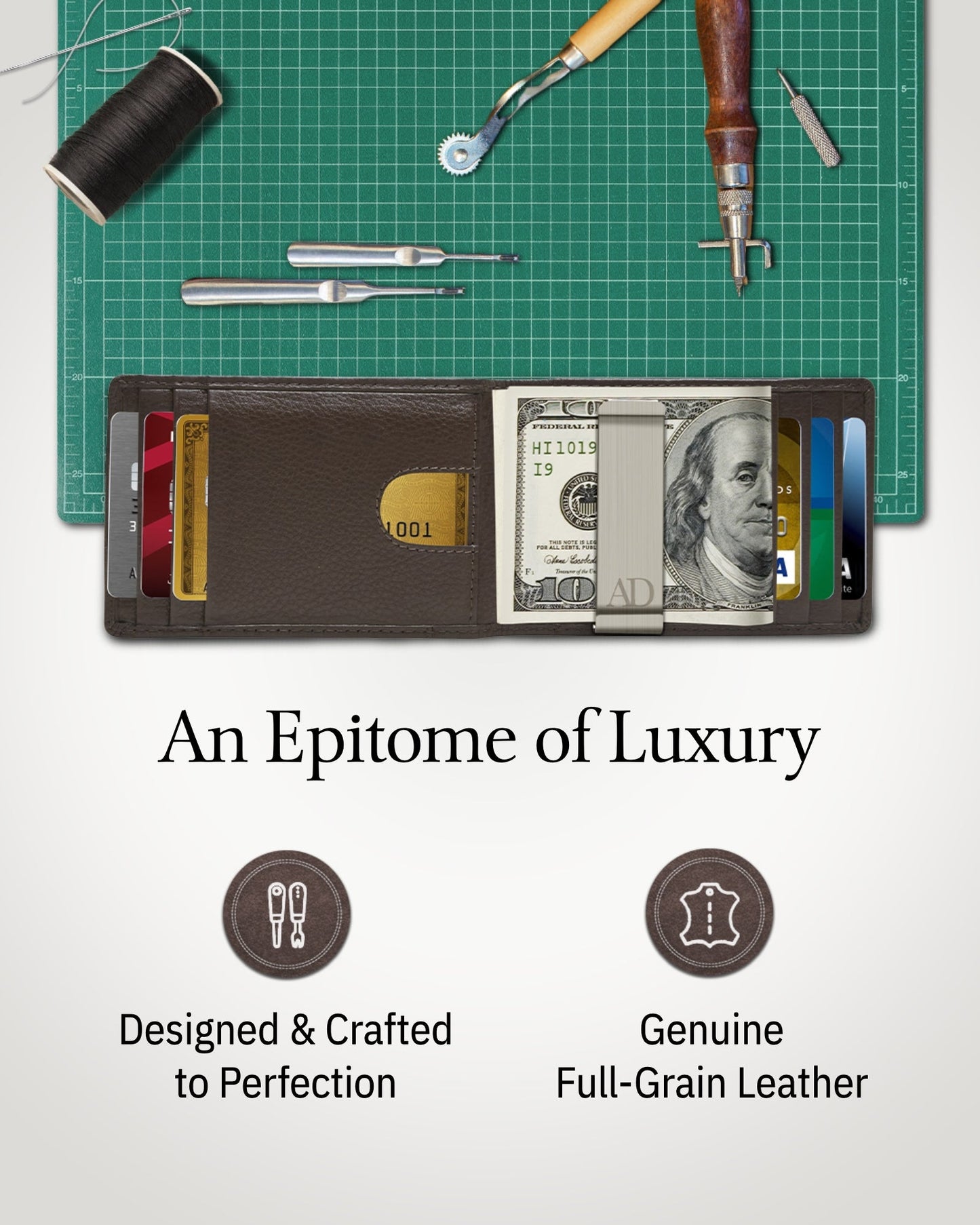 Slim Money Clip Bifold Wallet